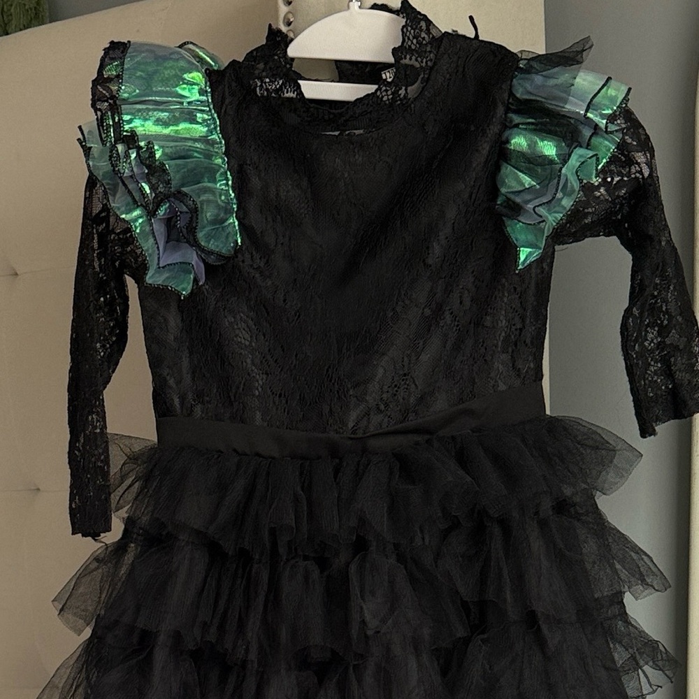 Black Lace Dress with Ruffled - Picture 3 of 3
